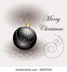 Stock vector illustration decorative sparkling card for Christmas with dark ball