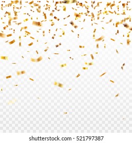 Stock vector illustration defocused gold confetti isolated on a transparent background. EPS 10