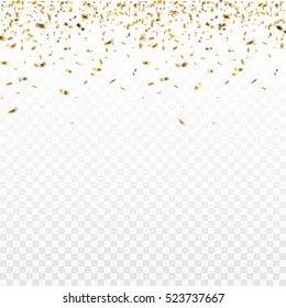 Stock vector illustration defocused gold confetti isolated on a transparent background. EPS 10