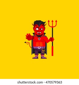 Stock vector illustration Devil character for halloween in a flat style