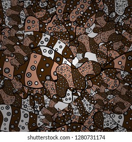 - stock. Vector illustration. Doodles on black, beige and brown colors. Seamless pattern background. Design wrapping and gift paper, greeting cards, banner and posters design. Watercolor, hand drawn.