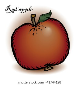 Stock vector illustration drawing background red apple cover