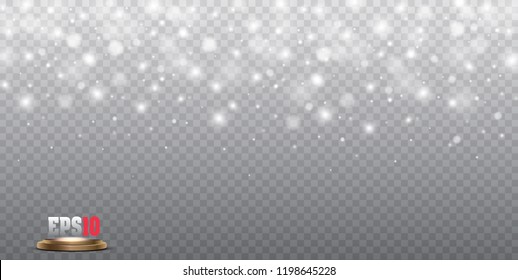 Stock vector illustration falling snow. Snowflakes, snowfall. Transparent background. Fall of snow.