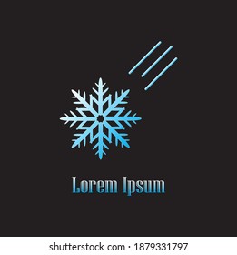 Ilustración vectorial de material cayendo la nieve. Logo de los copos de nieve, nevada. Fondo negro. Caída de la nieve. EPS 10