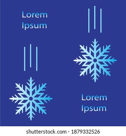 Stock vector illustration falling snow. Snowflakes logo, snowfall. Blue background. Fall of snow. EPS 10