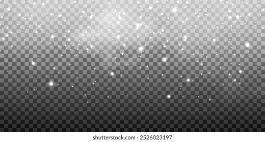 Stock vector illustration falling snow. Snowflakes, snowfall. Transparent background. Fall of snow.	