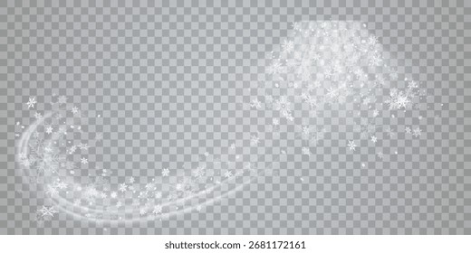 Stock, Vektorgrafik, fallender Schnee. Schneeflocken, Schneefall. Transparenter Hintergrund. Schneefall.