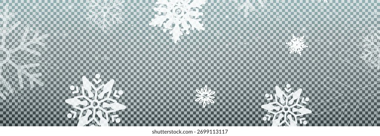 Ilustração de vetor de estoque queda de neve. Flocos de neve, queda de neve Fundo transparente. Queda de neve.	