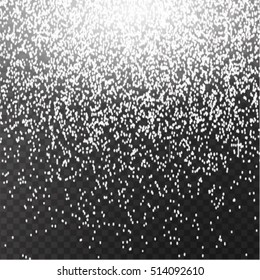 Stock vector illustration falling snow. Snowflakes, snowfall. Transparent background. Fall of snow. EPS 10