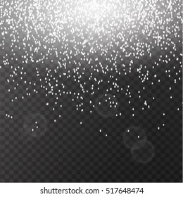 Stock vector illustration falling snow. Snowflakes, snowfall. Transparent background. Fall of snow. EPS 10