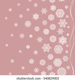 Stock vector illustration falling snow. Snowflakes, snowfall, stylized snow on neutral background. Design.