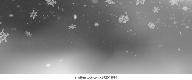 Stock vector illustration falling snow. Snowflakes, snowfall. Transparent background. Fall of snow. EPS 10