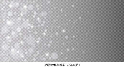 Stock vector illustration falling snow. Snowflakes, snowfall. Transparent background. Fall of snow.