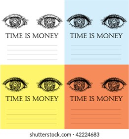 Stock vector illustration four cards with statement time is money