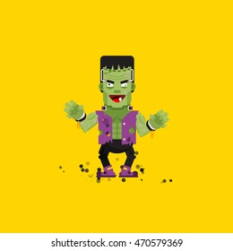 Stock vector illustration Frankensteins monster character for halloween in a flat style