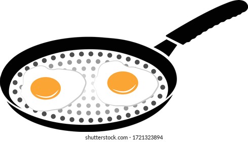 Stock vector illustration with fried eggs in a pan