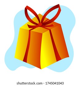 Ilustración vectorial de material de la plantilla de diseño de icono de caja de regalo con icono de cinta. Icono de tarjeta de regalo vectorial para cualquier fiesta o felicitaciones. Símbolo, ilustración de logotipo, diseño tipográfico. Regalo.