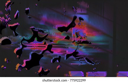 Stock vector illustration. Glitch style computer screen error templates. Digital pixel noise abstract design. Futuristic design background. Television signal fail. Data decay. Technical problem. EPS10