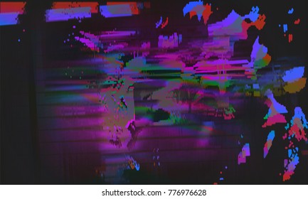 Stock vector illustration. Glitch style computer screen error templates. Digital pixel noise abstract design. Futuristic design background. Television signal fail. Data decay. Technical problem. EPS10