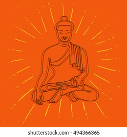 Stock vector illustration  graphic buddha in meditation 3D effect. Indian, Buddhism, Spiritual, Esoteric, yoga, spirituality.