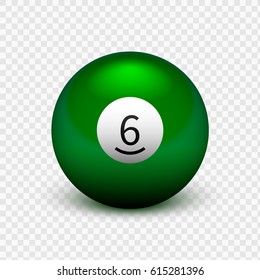 Stock vector illustration green ball for billiards Isolated on a transparent background. Number 6.
