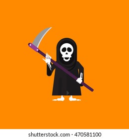 Stock vector illustration a grim Reaper character for halloween in a flat style