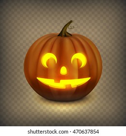 Stock vector illustration Halloween pumpkin isolated on a transparent background. Jack o lantern. EPS 10