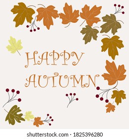 Stock vector illustration Happy Autumn falling leaves. Autumnal foliage fall and poplar leaf flying in wind motion blur. Autumn design. Templates for placards, banners, flyers, presentations,eps10.