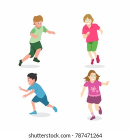 Stock Vector Of Vector Illustration Of Happy Children Cartoon Running. Happy Children Illustration