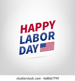 Stock vector illustration Happy Labor Day. American flag. Logo holiday isolated on a gray background. EPS 10