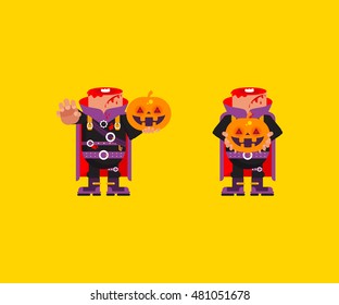 Stock vector illustration a Headless horseman character for halloween in a flat style