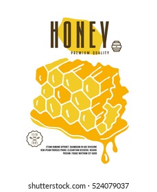Stock vector illustration of honeycomb. Print on white background