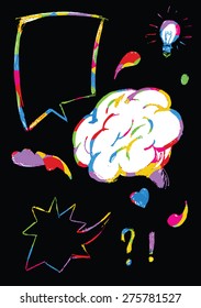 Stock vector illustration of human brain learning and speaking