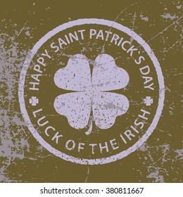 stock vector illustration icon clover round  stamp design for St. Patrick's Day
