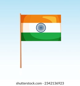 Ilustración vectorial de la bandera india aislada en fondo azul. Bandera nacional de la India eps 10 vector.