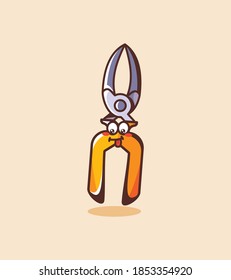 Stock vector illustration isolated icon building tools repair, construction buildings, screwdriver, philips, minus, pliers, saw, saw blades with cute smile expression vector