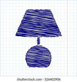 Stock Vector Illustration: Lamp icon with pen and school paper effect 