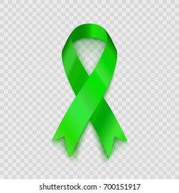 Stock vector illustration lime green ribbon Isolated on transparent background. Non-Hodgkin lymphoma awareness. EPS10