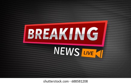 Stock vector illustration logo breaking news live banner. Black wavy lines background. EPS10