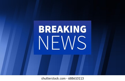 Stock vector illustration logo breaking news live banner. Blue lines background. EPS10
