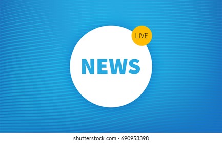 Stock vector illustration logo breaking news live banner. Blue wavy lines background. Modern design of news. EPS10