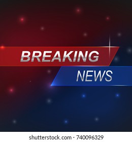 Stock vector illustration logo breaking news live banner. Police lights background, breaking news, bokeh. EPS10. Vector illustration