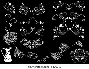  Stock Vector Illustration: lots of design floral elements