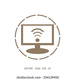 Stock Vector Illustration: Monitor with Internet vector icon