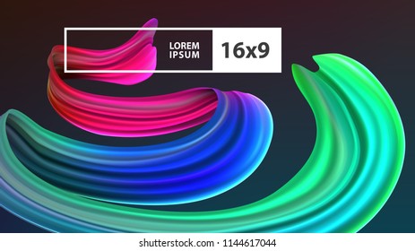 Stock vector illustration multicolored realistic oil, acrylic paint. Acid colors. Brush stroke isolated on gray background. Template for placard, banner, flyer, presentation, sticker. EPS10