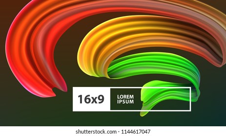 Stock vector illustration multicolored realistic oil, acrylic paint. Acid colors. Brush stroke isolated on gray background. Template for placard, banner, flyer, presentation, sticker. EPS10