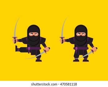 Stock vector illustration of ninja character in a flat style
