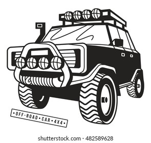 Stock vector illustration off-road car. Isolated on white  background