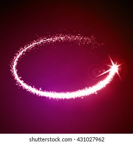 Stock Vector Illustration. oval light effect.Vector star dust circle. Magic glittering illustration. Bright sparks and stars on dark background