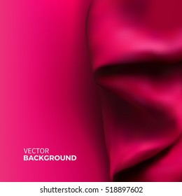 Stock vector illustration. Pink silk fabric. Satin texture fabric, silk cloth, luxury. Abstract colorful minimalistic background. EPS 10